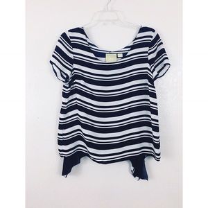 Anthropologie Maeve Striped Silky Feel Ruffles Top